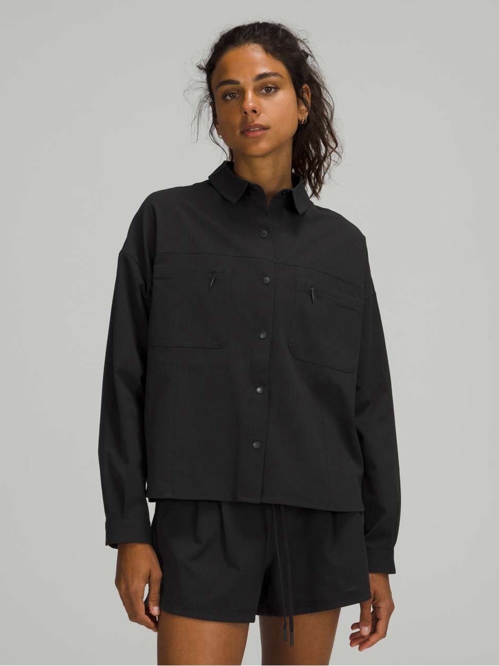 lululemon athletica Black snap-Down Utility Shirt